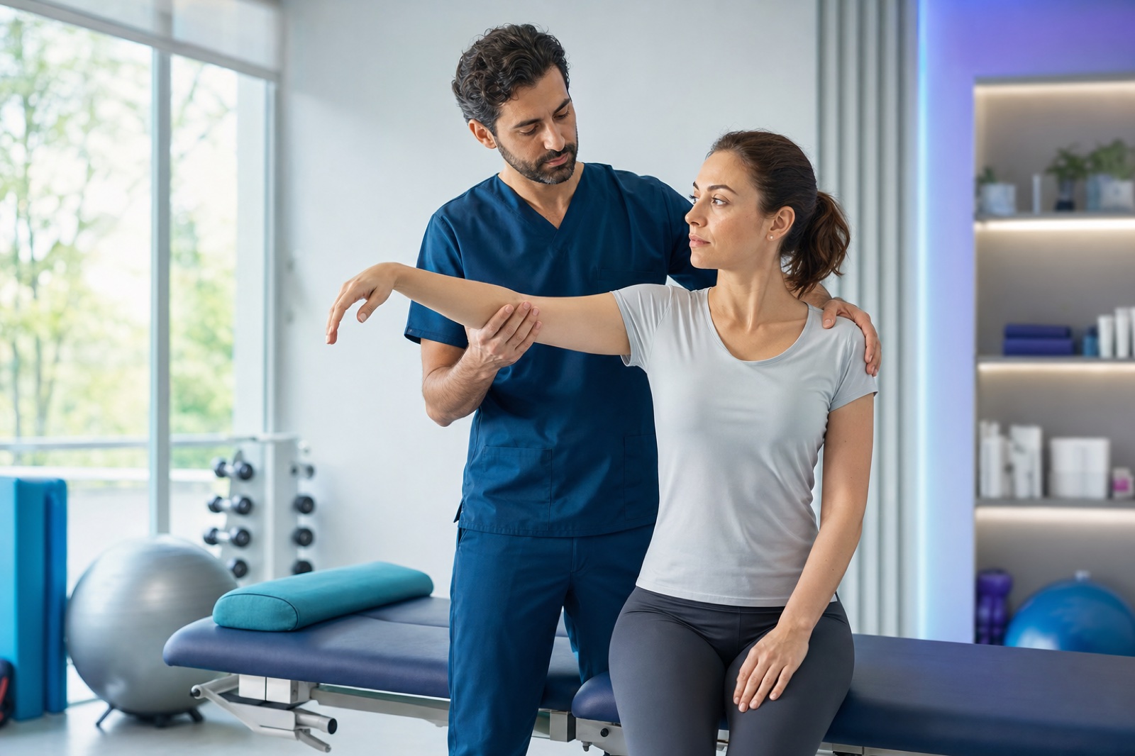 Fizyoterapi kliniğinde danışan seansı